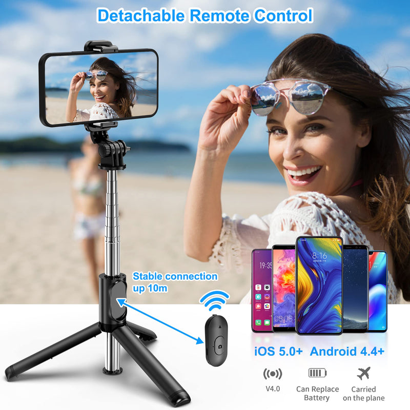  [AUSTRALIA] - Selfie Stick, Extendable Selfie Stick Tripod with Wireless Remote and Tripod Stand, Portable, Lightweight, Compatible with iPhone 14 13 12 Pro Xs Max Xr X 8Plus 7, Samsung Smartphone and More Regular