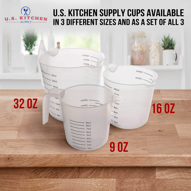  [AUSTRALIA] - U.S. Kitchen Supply - 8 oz (250 ml) Plastic Graduated Measuring Cups with Pitcher Handles (Pack of 6) - 1 Cup Capacity, Ounce and ML Cup Markings - Measure & Mix Recipe Ingredients, Flour, Water, Oil 8-Ounce