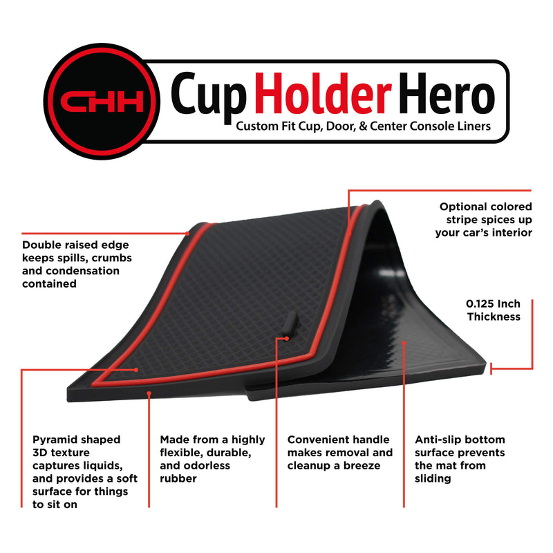  [AUSTRALIA] - CupHolderHero for Toyota Tundra 2014-2020 Custom Liner Accessories – Premium Cup Holder, Console, and Door Pocket Inserts 29-pc Set (Bucket Seat) (Red Trim) Bucket Seats (SEATING FOR 5) Red Trim