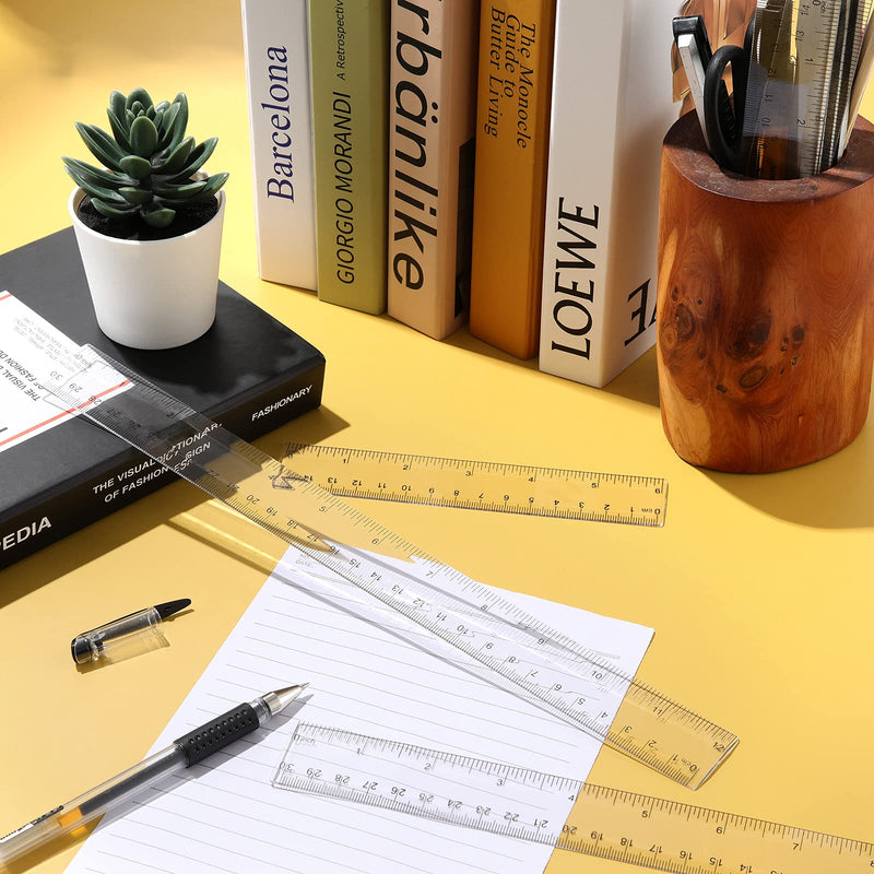  [AUSTRALIA] - 20 Pieces Clear Ruler 12 Inch 6 Inch Plastic Ruler Straight Flexible Ruler with Inch and Metric Measuring Tools Transparent Straight Rulers in Bulk for Student School Classroom Home Office