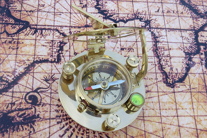  [AUSTRALIA] - NauticalMart Brass Sundial Compass 3" Nautical Gift Marine Boat Pocket Sun Dial Pirate Ship West London