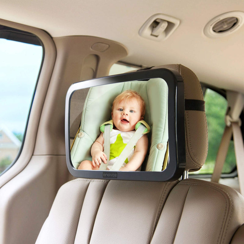  [AUSTRALIA] - Enovoe Baby Car Mirror with Cleaning Cloth - Wide, Convex Back Seat Baby Mirror for Car is Shatterproof and Adjustable - 360 Swivel Rear Facing Car Seat Mirror Helps Keep an Eye on Your Infant 1 Count (Pack of 1)