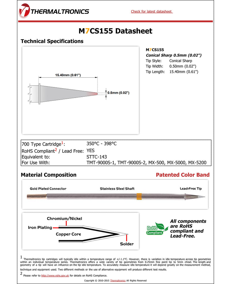  [AUSTRALIA] - Thermaltronics M7CS155 Conical Sharp 0.5mm (0.02in) interchangeable for Metcal STTC-143