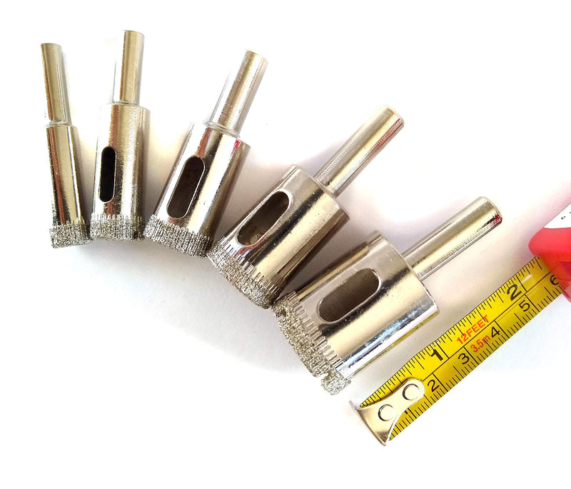 Drilax Diamond Drill Bit Hole Saw Set Drilling 3/8 1/2 5/8 3/4 1 Granite Ceramic Porcelain Tiles Pot Glass Bottle Lamp Quartz Slate Set 5 Pieces - LeoForward Australia