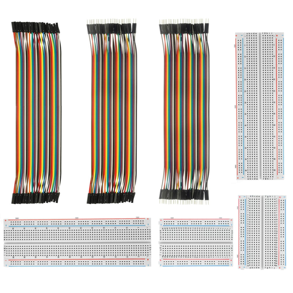 [AUSTRALIA] - Breadboard Solderless With Jumper Cables– ALLDE BJ-021 2Pc 400 Pin and 2pcs 830 Pin Prototype PCB Board and 3Pc Dupont Jumper Wires (Male-Female, Female-Female, Male-Male) for Raspberry Pi and Arduino