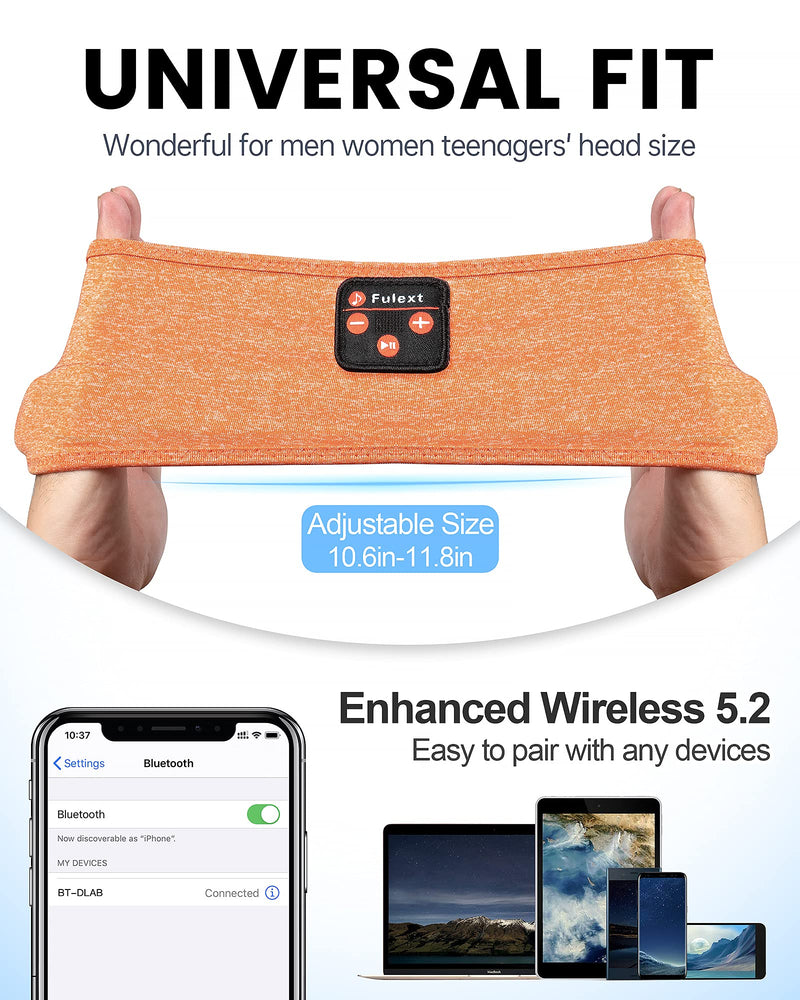  [AUSTRALIA] - Headphones for Sleeping,Perytong Sleep Headphones Headband Soft Elastic Comfortable Bluetooth Headband,Cool Tech Gadgets Sleeping Gifts Guide for Men Women Orange