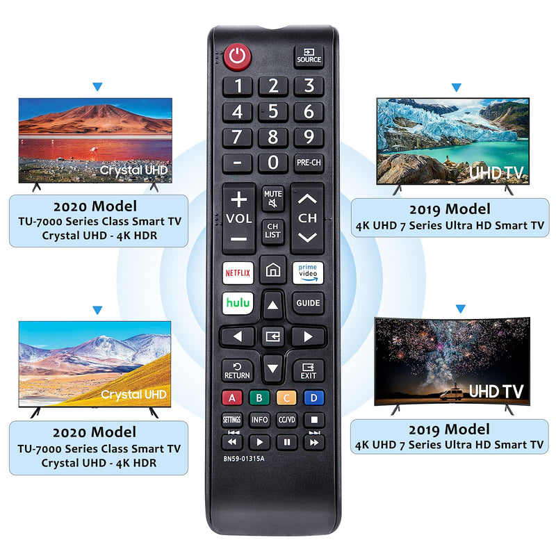  [AUSTRALIA] - Replacement BN59-01315A Remote Control Compatible with Samsung 4K Crystal UHD 6/7/8/9/TU-7000 Series Smart TV(BN59-01315J/BN59-01315E)