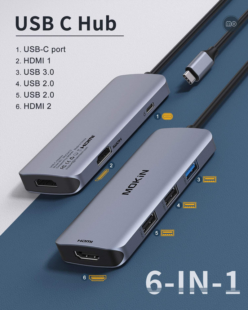  [AUSTRALIA] - Docking Station USB C to Dual HDMI Adapter, USB C Hub Dual HDMI Monitors for Windows,USB C Adapter with Dual HDMI,3 USB Port,PD Compatible for Dell XPS 13/15, Lenovo Yoga,etc