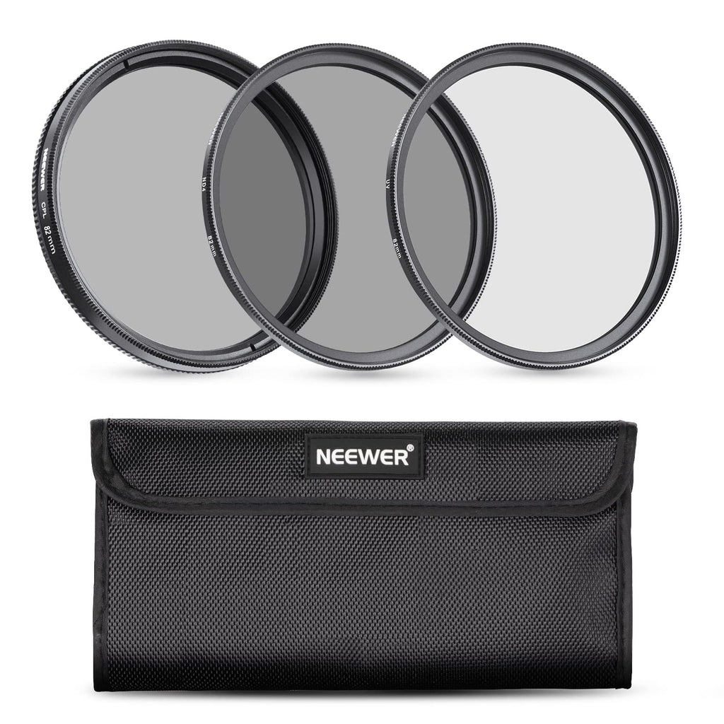  [AUSTRALIA] - NEEWER 82mm ND Lens Filter Kit, UV + Circular Polarizer(CPL) + ND4 Filters Optical Glass Aluminum Alloy Slim Frame UV Filter Polarizing Filter Neutral Density Filter Set for 82mm Camera Lens