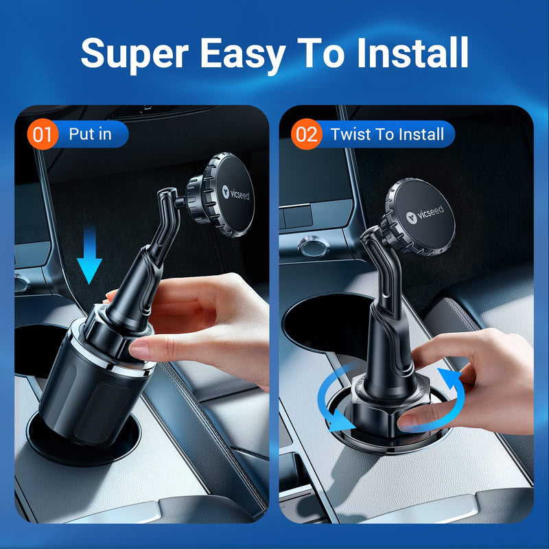  [AUSTRALIA] - VICSEED Phone Cup Holder for Car [Military-grade] Ultra-Stable Phone Mount for Car, Easy to Install Car Phone Holder Mount Magnetic Phone Holder for Car Adjustable Car Mount Compatible with All Phones