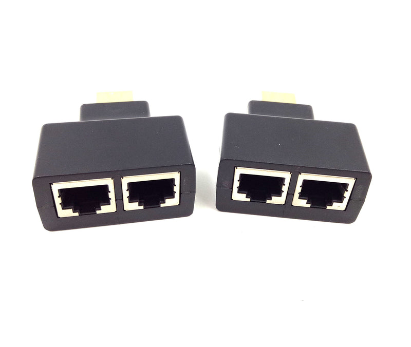  [AUSTRALIA] - HDMI to RJ45 Network Adapter, Qaoquda 1080P HDMI Male to Dual RJ45 Female Network CAT5e CAT6 Converter Extender Splitter Repeater for HDTV HDPC PS3 STB(2-Pack)