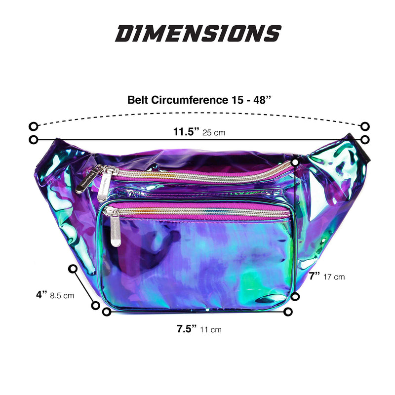 SoJourner Holographic Rave Fanny Pack - Packs for festival women, men | Cute Fashion Waist Bag Belt Bags (Transparent - Purple) Transparent - Purple - LeoForward Australia