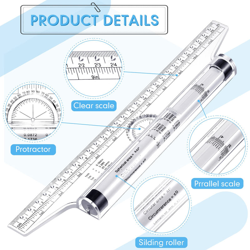  [AUSTRALIA] - 1 Pcs Plastic Measuring Rolling Ruler 12 Inch with 200 Pcs Drafting Tape Multifunctional Drawing Roller Ruler Parallel Rolling Ruler for Measuring, Drafting, Student, Architect, School, Office