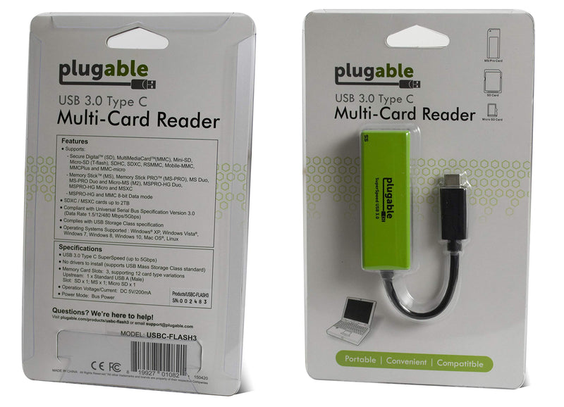 Plugable USB C SD Card Reader - USB C Card Reader for SD, Micro SD, MMC, or MS Cards (Compatible with Thunderbolt and USB C 2017 2018 2019 MacBook Pro, 2018 MacBook Air, 12 Inch Retina MacBook) - LeoForward Australia