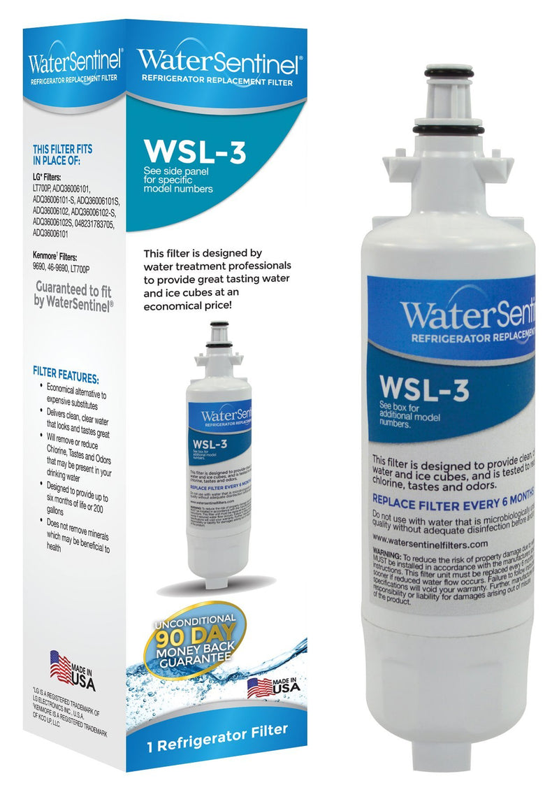 WaterSentinel WSL-3 Refrigerator Replacement Filter: Fits LG LT700P Filterss (3-Pack) - LeoForward Australia