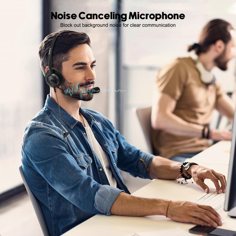  [AUSTRALIA] - Beebang Phone Headset with RJ9 Jack for Call Center Deskphone, with Mic Mute Volume Controller, Mono Office Landline Telephone Headset with Microphone Noise Canceling for Polycom Avaya Nortel Monaural