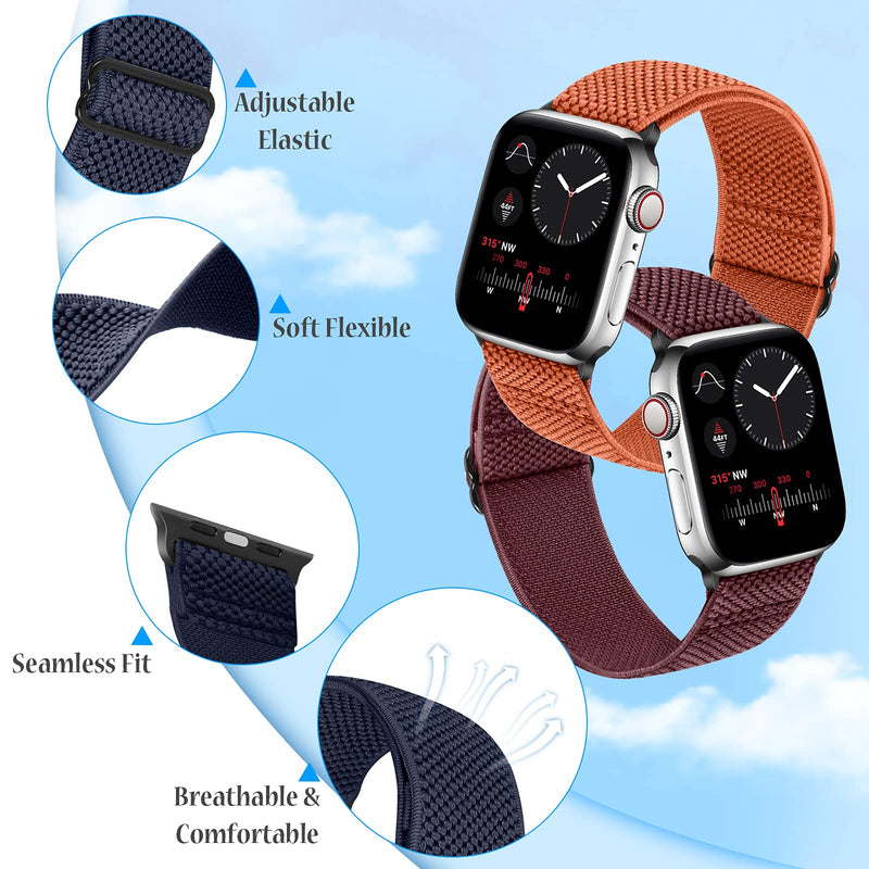  [AUSTRALIA] - Tiptops 10 PACK Elastic Watch Band Compatible with Apple Watch Band 38mm 40mm 41mm 42mm 44mm 45mm, Adjustable Length, Stretch Nylon Sports Watch Strap, Compatible with iWatch Bands Series 7/SE/6/5/4/3/2/1 for Men Women 38/40/41mm 10Pack01