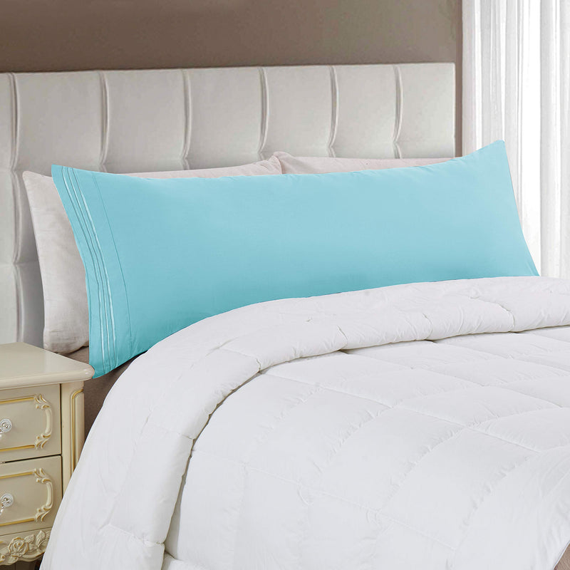  [AUSTRALIA] - Elegant Comfort Luxury Ultra-Soft 1-Piece Body Pillowcase 1500 Thread Count Egyptian Quality Microfiber Double Brushed-100% Hypoallergenic-Wrinkle Resistant, Body Pillowcase Size, Aqua Blue