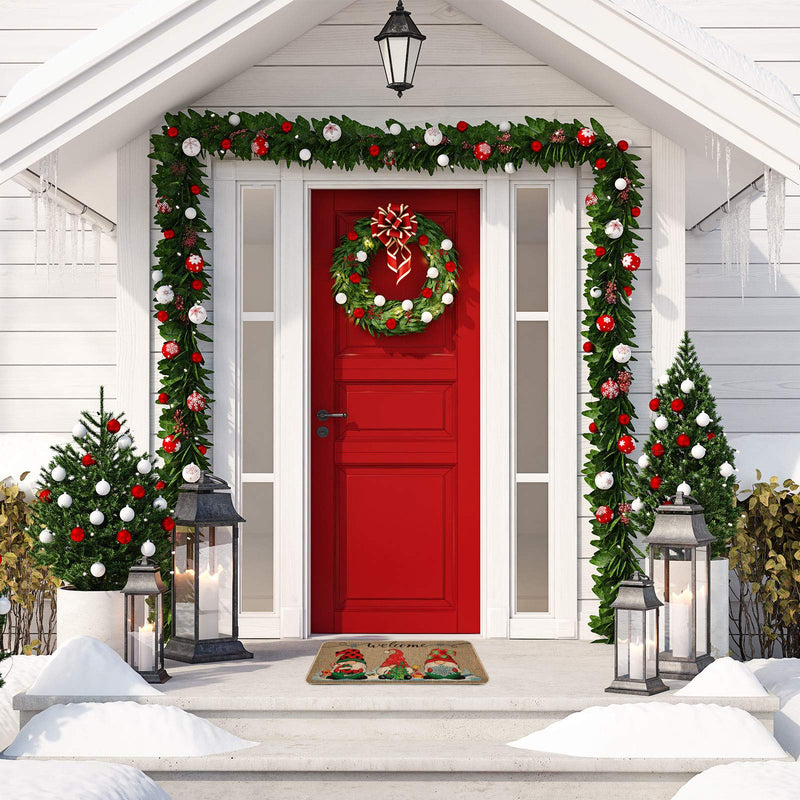  [AUSTRALIA] - Christmas Decorative Doormat Xmas Welcome Christmas Gnome Tomte Mat Non Slip and Washable Winter Doormat Rubber Back Santa Snowflakes Door Mat for Indoor Outdoor, 28 x 17 Inch