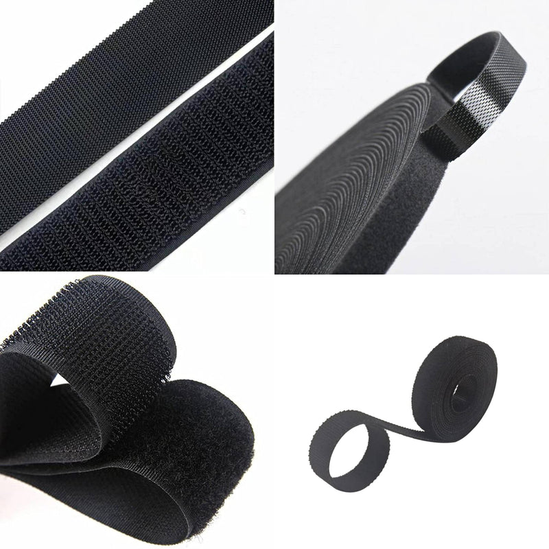  [AUSTRALIA] - ELEYY 164ft x 1/2in Hook Loop Cable Straps - Eley Fastening Cable Ties Reusable Cable Ties Organizer Self Gripping with Strong Self Adhesive Tape Strip Fastener for Home,Office, Wire Bundling 2 Rolls Black