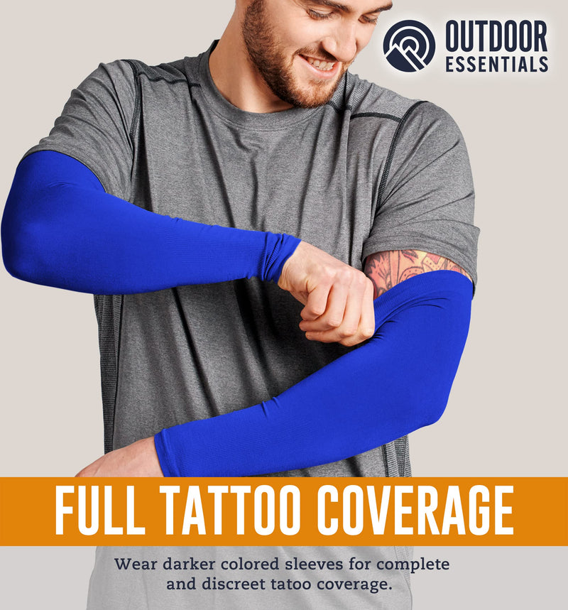  [AUSTRALIA] - UV Sun Protection Compression Arm Sleeves - Tattoo Cover Up - Cooling Athletic Sports Sleeve for Football, Golf & Volleyball 4 Pairs: 1 Pair Black, 1 Pair Orange, 1 Pair Royal Blue, 1 Pair White