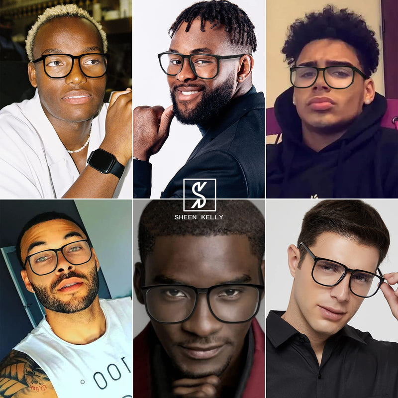  [AUSTRALIA] - TR90 Oversized Blue Light Blocking Glasses Men Women Square Computer Eyewear Reduce Eye Strain Oversied Black