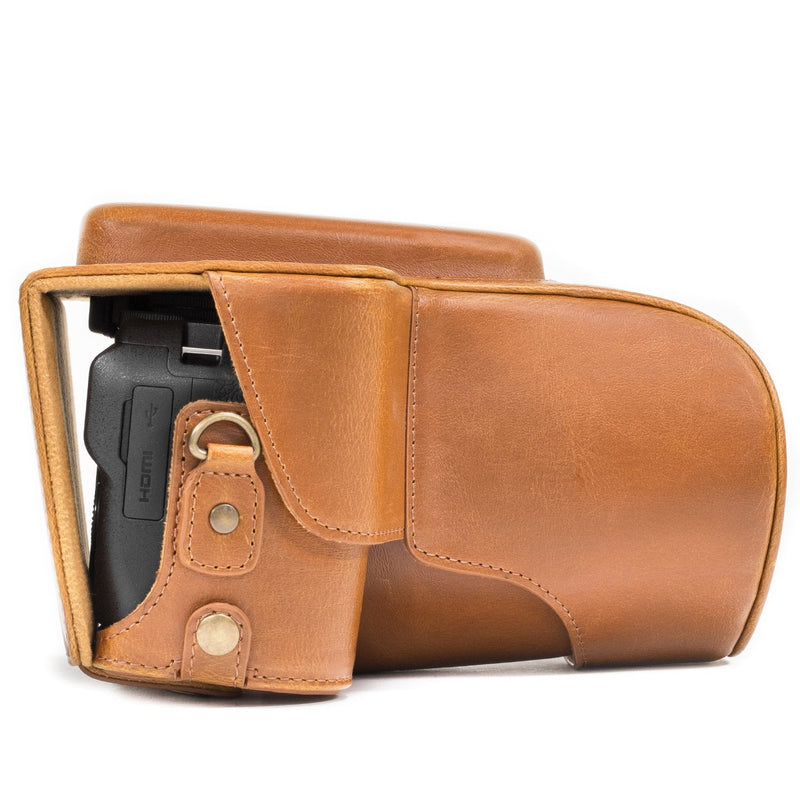  [AUSTRALIA] - MegaGear Ever Ready Leather Camera Case Compatible with Nikon Coolpix P900, P900S Light Brown