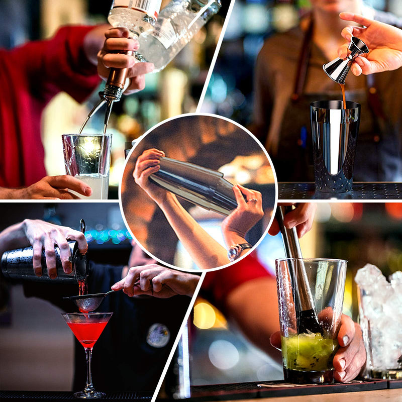  [AUSTRALIA] - Cocktail Shaker - Koviti 12 Piece Bartender Kit - Stainless Steel Cocktail Shaker Set, Premium Bar Set for Home, Bars, Parties and Traveling(Black) Black