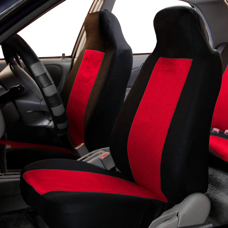  [AUSTRALIA] - FH Group FB102114 Classic Cloth Seat Covers (Red) Front Set with Gift – Universal Fit for Cars Trucks & SUVs