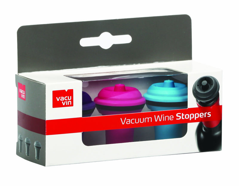  [AUSTRALIA] - Vacu Vin Wine Saver Vacuum Stoppers Set of 3– Blue/Pink/Purple
