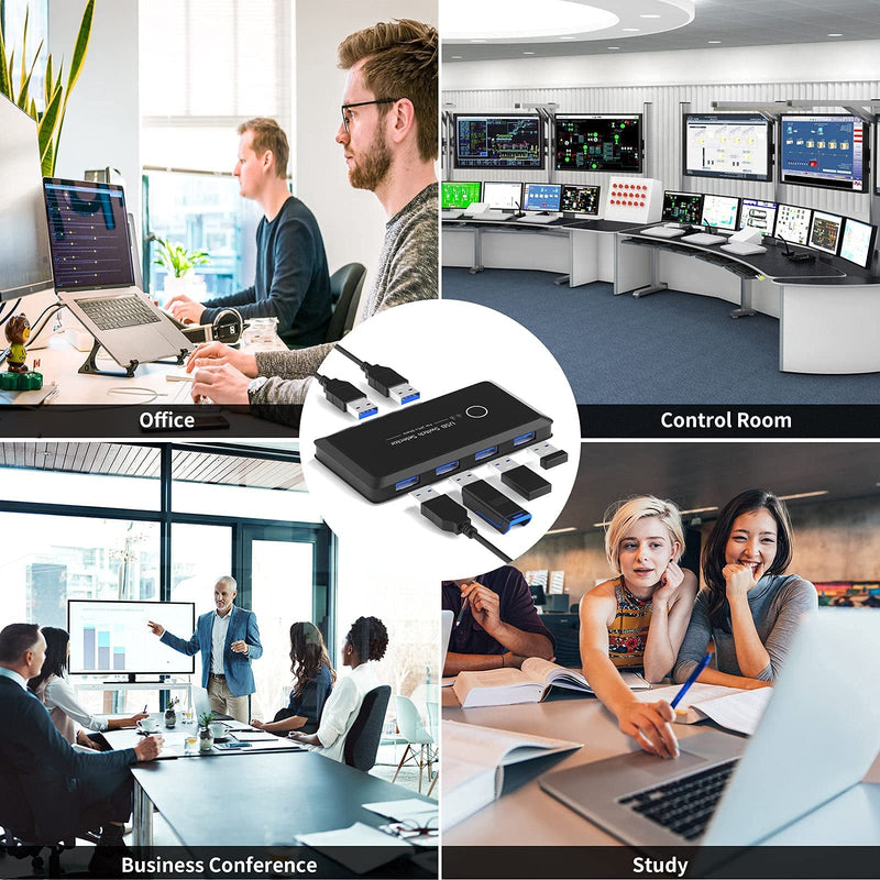  [AUSTRALIA] - USB Switch Selector, USB 3.0 Switches with 2 USB Cable, for 2 Computers Sharing 4 USB Peripheral Device, Mouse Keyboard Printer Hard Drives
