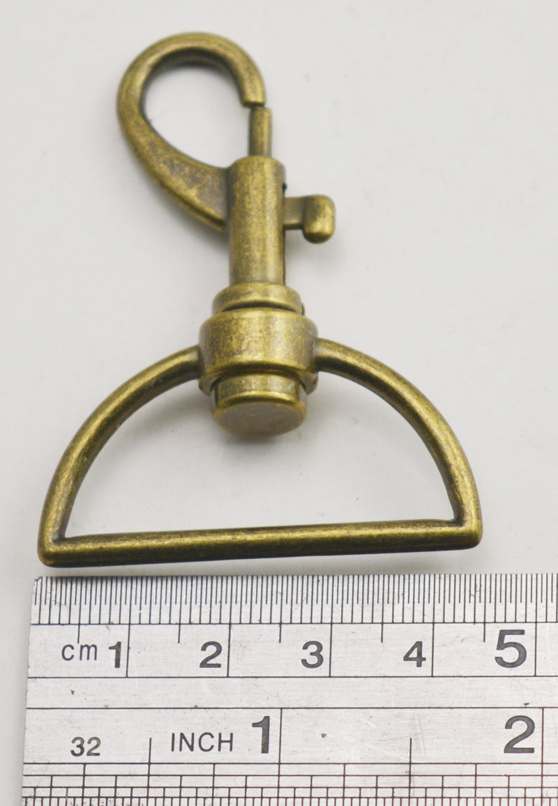 [AUSTRALIA] - Wuuycoky Bronze 1.5" Inner Diameter D Ring Gun Buckle Large Lobster Clasps Swivel Snap Hooks Pack of 6 LEN:2.4",D ring inner Diam:1.5",6Pcs
