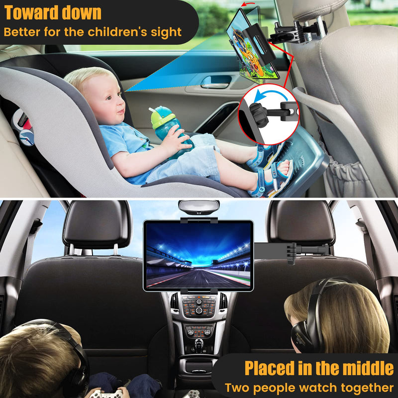  [AUSTRALIA] - najiaxiaowu Headrest Tablet Holder for Car,ipad Headrest Mount for Car Fits for 5.5-10.2 Inch Phones/Tablet/ipad Car Tablet Holder with 360° Rotating Adjustable Road Trip Essentials for Kids,Black