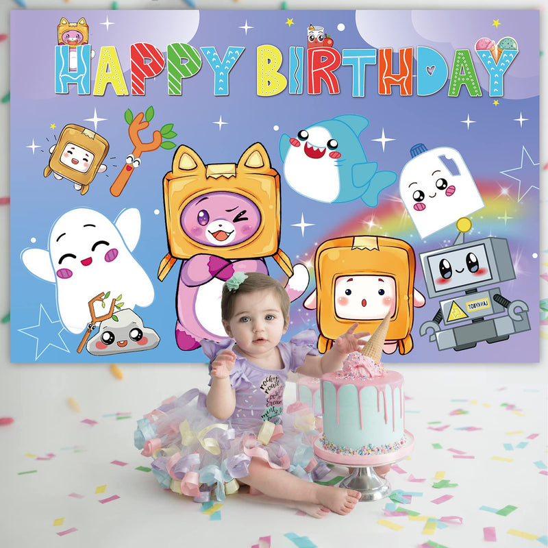  [AUSTRALIA] - Cartoon Party Supplies, 5 * 3FT Cute Cartoon Backdrop for Birthday, Girl Happy Birthday Backdrop for Party Decorations, Party Favor Banner Decor Photo Background for Girls Kids Birthday Baby Shower