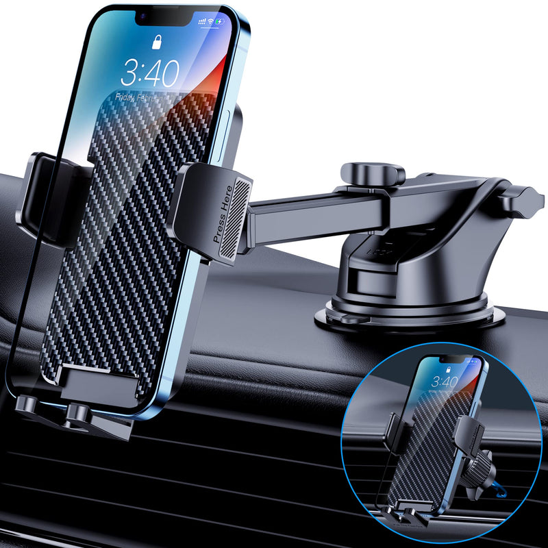  [AUSTRALIA] - Car Phone Holder Mount [Bumpy Roads Friendly] Phone Mount for Car Dashboard Windshield Air Vent Universal Cell Phone Automobile Cradles Hands-Free Phone Stand for Car Fit iPhone Android Smartphones Black