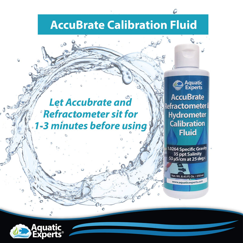 Aquatic Experts AccuBrate Refractometer and Hydrometer Salinity Calibration Fluid – Solution to Accurately Calibrate Refractometer and Hydrometer for Testing Natural Saltwater or Synthetic Sea Water 250 ml - LeoForward Australia