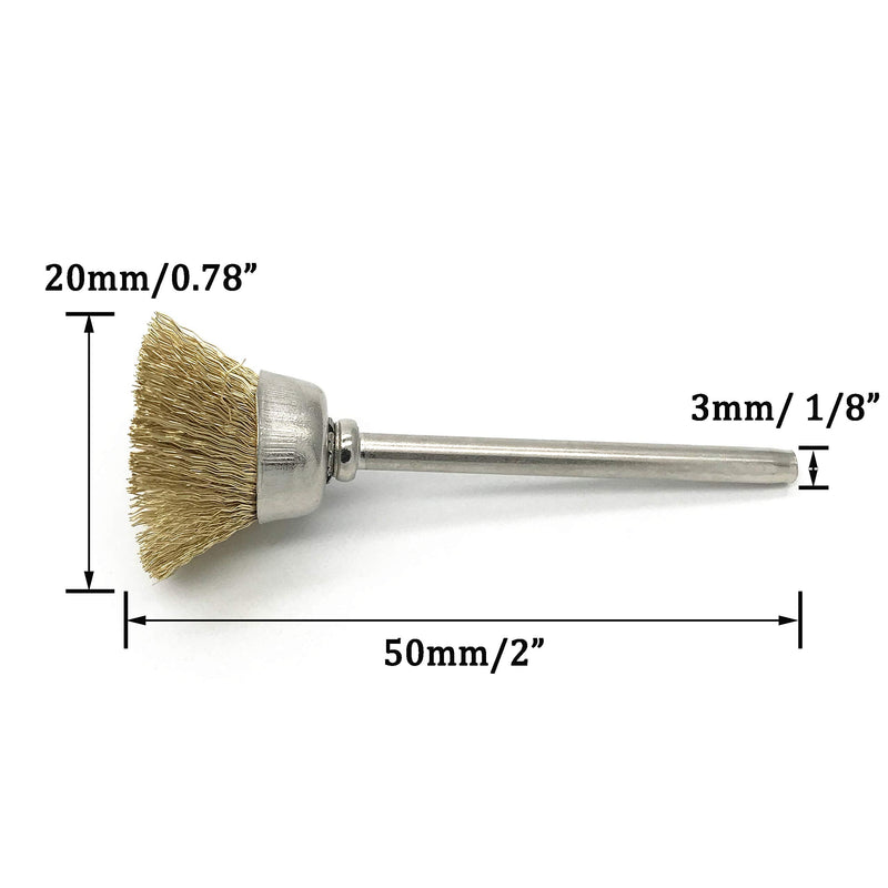  [AUSTRALIA] - Brass Cup Wire Brush, 1/8 Inch Shank 2 Inch Length, Cleaning Polishing for Dremel and Compatible Rotary Tools, 15Pcs (Brass Cup Wire Brush) Brass Cup Wire Brush