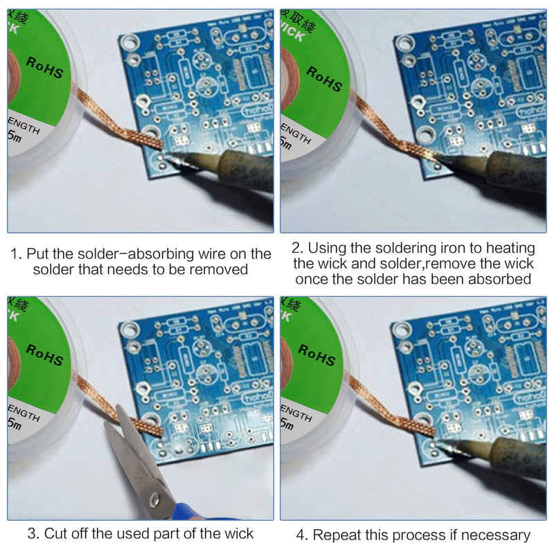  [AUSTRALIA] - 7 Rolls Desoldering Braid Desoldering Wire Desoldering Braid with Flux Soldering Wick Desoldering Braid Wire Desoldering Braid Wire Solder Solder Remover Soldering Iron Station (Size: 1.0/1.5/2.0/2.5/3.0/3.5mm)