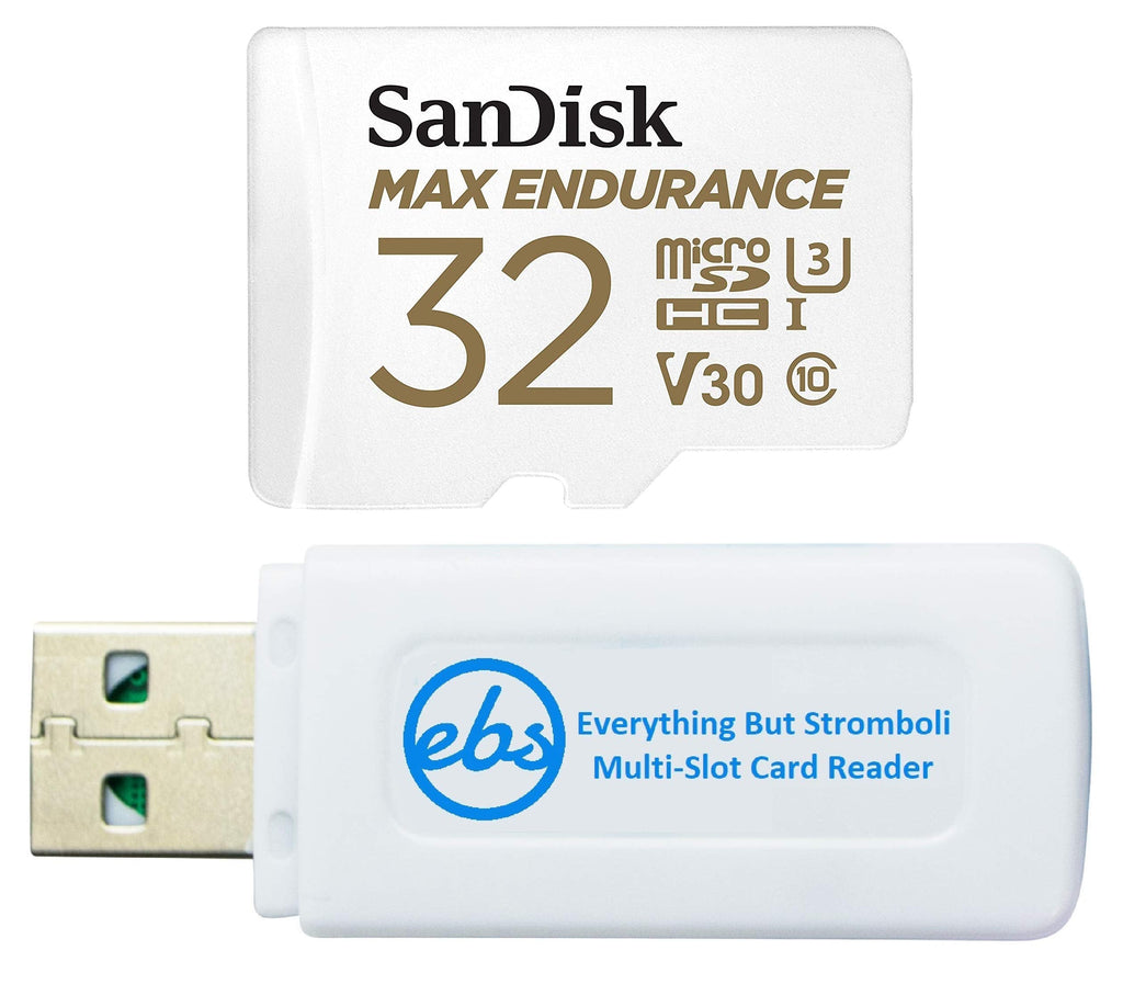  [AUSTRALIA] - SanDisk MAX Endurance 32GB TF Card MicroSDHC Memory Card for Dash Cams & Home Security System Video Cameras (SDSQQVR-032G-GN6IA) Class 10 Bundle with (1) Everything But Stromboli MicroSD Card Reader