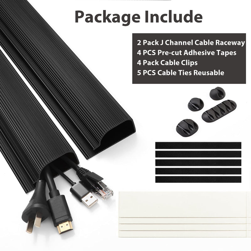  [AUSTRALIA] - ZhiYo Cable Management 31.5in J Channel & Large Capacity Under Desk Cable Management Trays 2 Pack Bundle