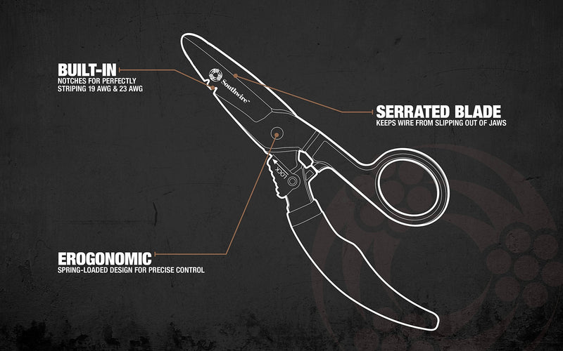  [AUSTRALIA] - Southwire - ESP-1 Tools & Equipment ESP1 Electrician Scissors DataComm Snips, Durable Serrated Blade, Built in Notches, Precise Control, Textured Grip Handle for Added Comfort, Nickle Finished Plate