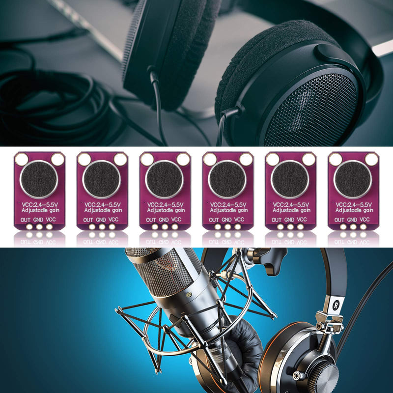 6 Pieces Electret Microphone Amplifier Module MAX4466 Adjustable Gain Blue Breakout Board - LeoForward Australia