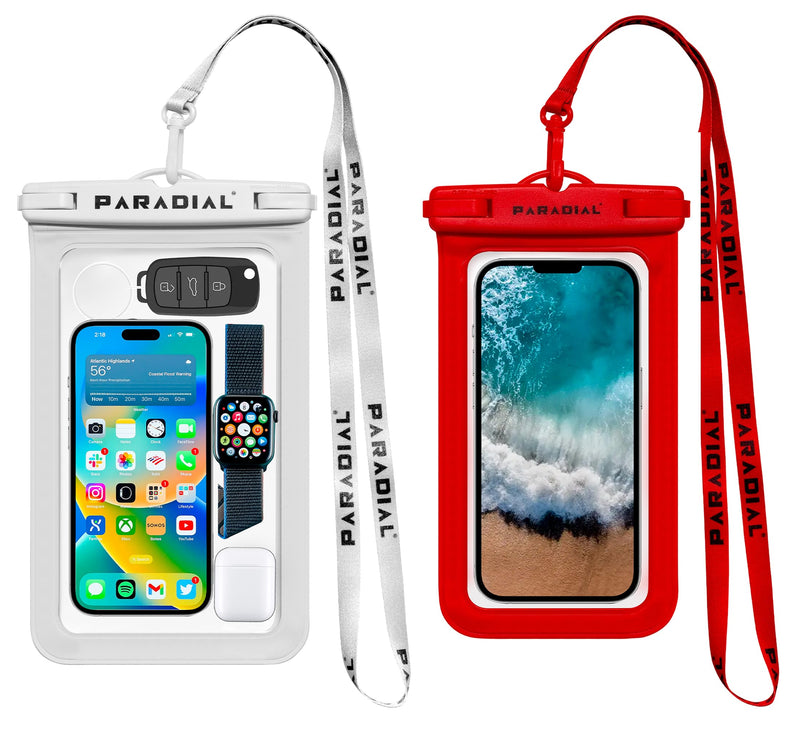  [AUSTRALIA] - 2 Pack Waterproof Cell Phone Pouches, Large & Standard. Case Holder for iPhone 11<12<13<14 Pro Max, Samsungs. Underwater Dry Bag Mobile Device Protector with Lanyard. IPX8-Covers/Wallet/Keys/Watch/