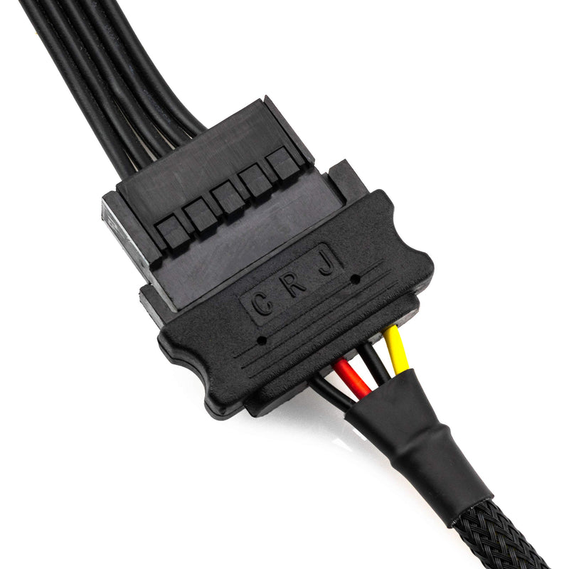 CRJ SATA Power Extension Cable with High Density Black Sleeving 24" - LeoForward Australia