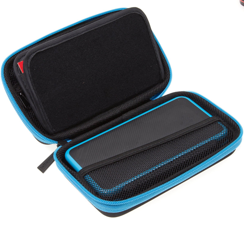  [AUSTRALIA] - BRENDO Hard Carrying Case for New Nintendo 2DS XL + Large Stylus, Fits Wall Charger, 24 Game Cartridge Case Holder, Large Accessories Pocket - Black + Turquoise