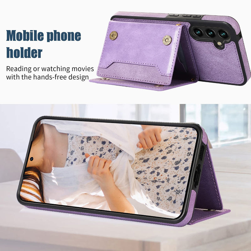  [AUSTRALIA] - CCSmall for Samsung Galaxy A54 5G Crossbody Wallet Case for Women, Bling Glitter PU Leather Phone Case with RFID Blocking Card Holder Cover for Samsung Galaxy A54 5G SZ Purple