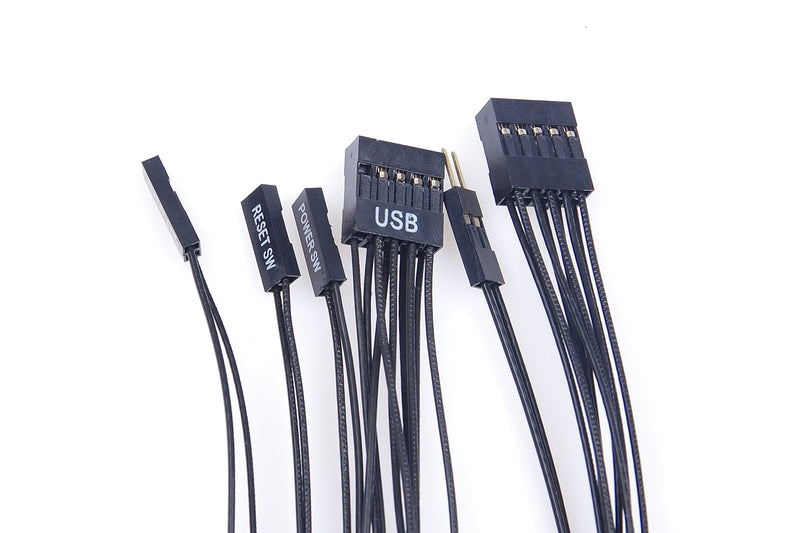  [AUSTRALIA] - LM YN Motherboard Extension Cable Set Silver Plating Cord Gold-Plated Plug Six Kinds of Extension Cord POWE LED HDD LED Power SW Reset SW HD Audio Front USB Extension Cable Length 19 inches