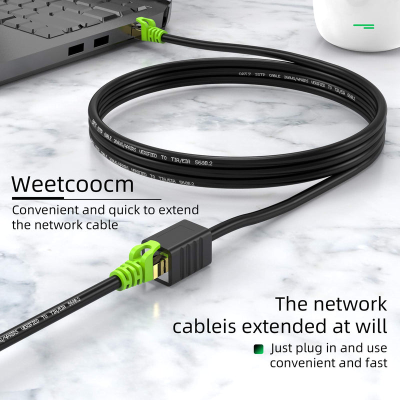 Ethernet Extension Cable 1.5ft,Weetcoocm Network Cat6a Extension Patch Cable RJ45 Cords Shielded Male to Female Connector (1.5FT) - LeoForward Australia