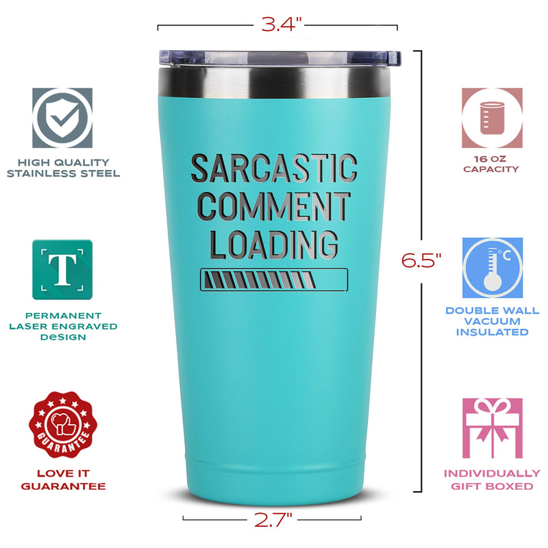  [AUSTRALIA] - Sarcastic Comment Loading - Funny Present for Women - 16 oz Mint Insulated Stainless Steel Tumbler w/ Lid - Birthday Mothers Day Present Ideas from Daughter Son - Mother Mom Women Coworkers