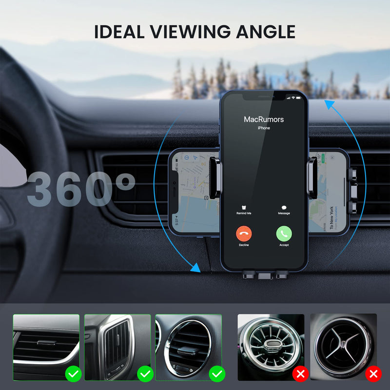  [AUSTRALIA] - Phone holder Upgrade Clip Never Fall Automobile Air Vent Hands Free Cell Phone holder for Fit for All car mount for iPhone Android Smartphone Black